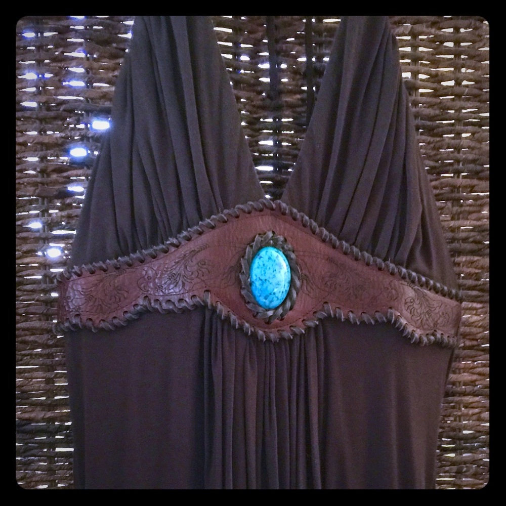 Ladies “Sky” turquoise embellished halter top